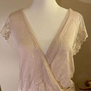 Banana Republic Cream Lace Wrap Top